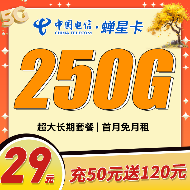 电信蝉星卡29元250G