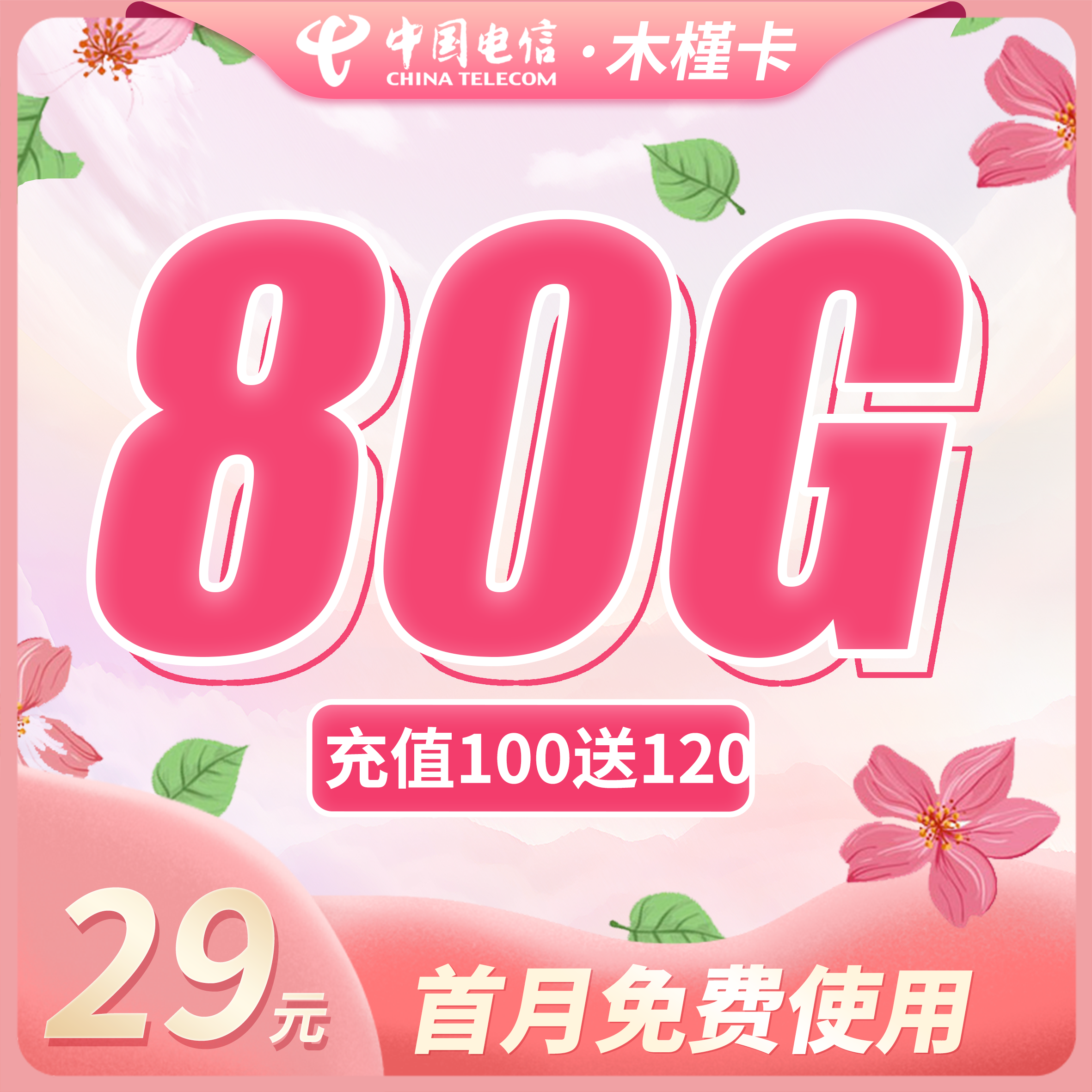电信木槿卡29元80G+首月免费！