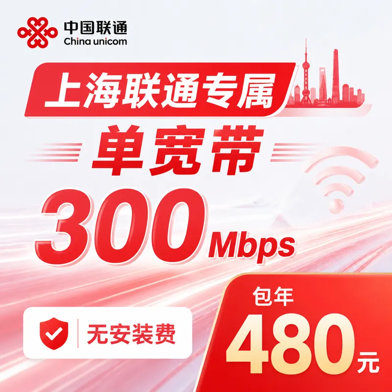上海市宽带联通480元年享300Mbps
